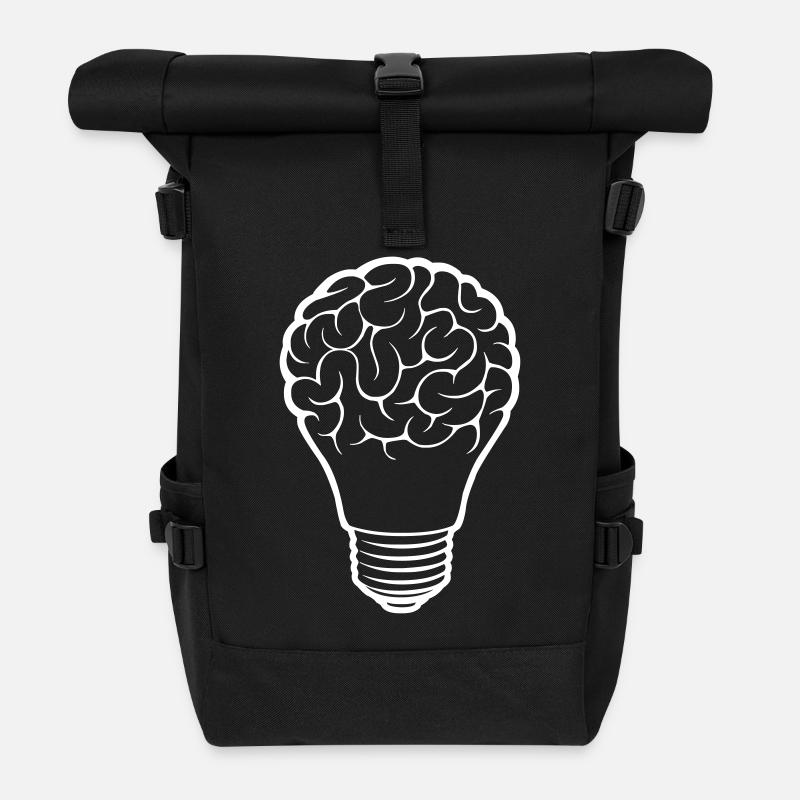 Glühbirne Birne Licht Gehirn - Rolltop Rucksack - Schwarz