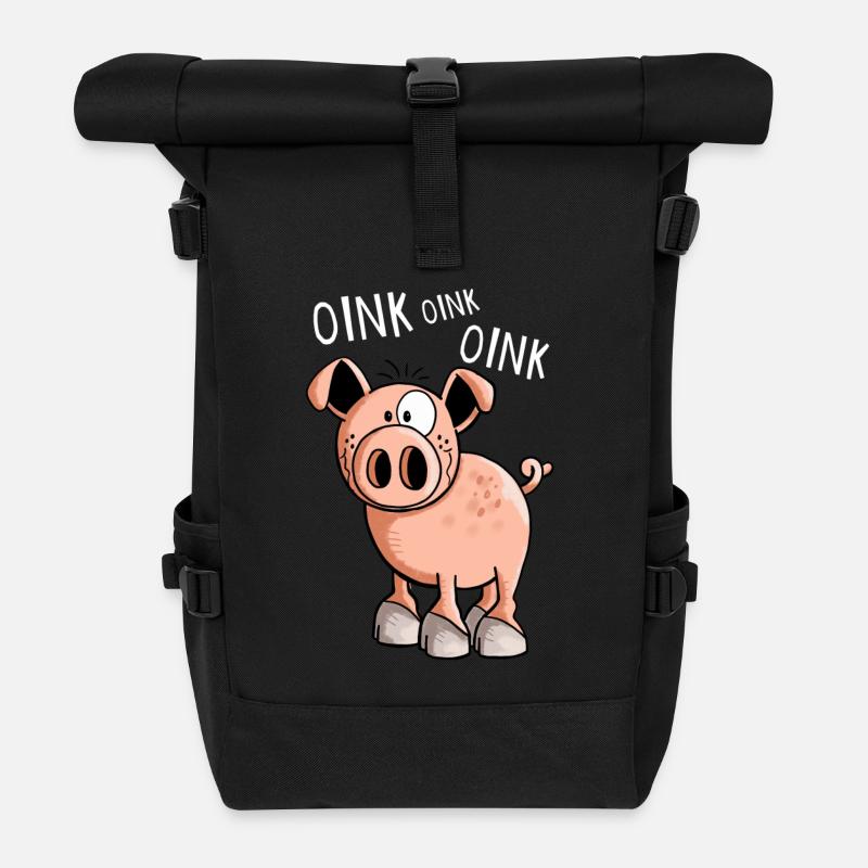 Kleines Oink Schwein - Comic - Schweine - Tiere - Rolltop Rucksack - Schwarz