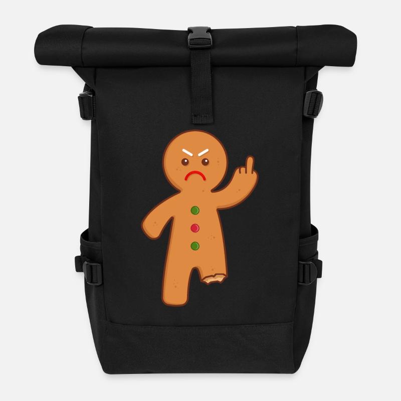Lebkuchenmann - Rolltop Rucksack - Schwarz