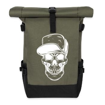 Crâne graffiti avec casquette de baseball - Sac à dos roll top - olive/noir - Devant