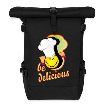 fröhliches Smiley mit großer Kochmütze - Rolltop Rucksack - Schwarz - Vorne