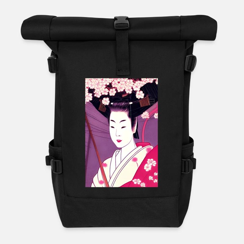 Geisha 4 - Rolltop Rucksack - Schwarz