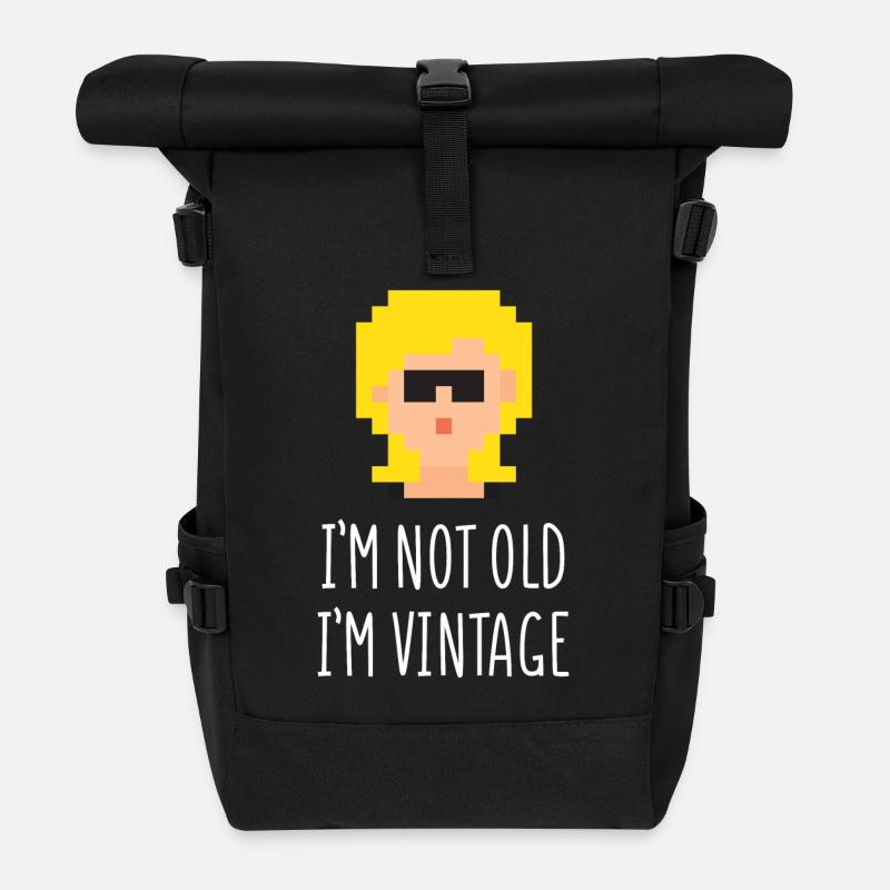 Je ne suis pas vieux je suis vintage - Sac à dos roll top - noir