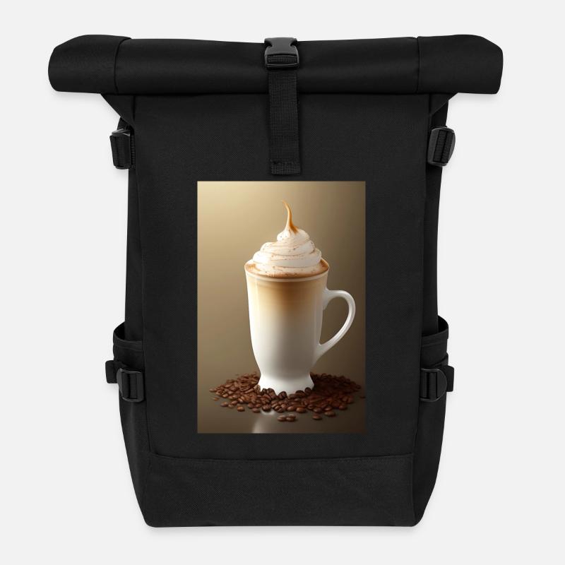 Kaffee, Kaffeebohnen - Rolltop Rucksack - Schwarz