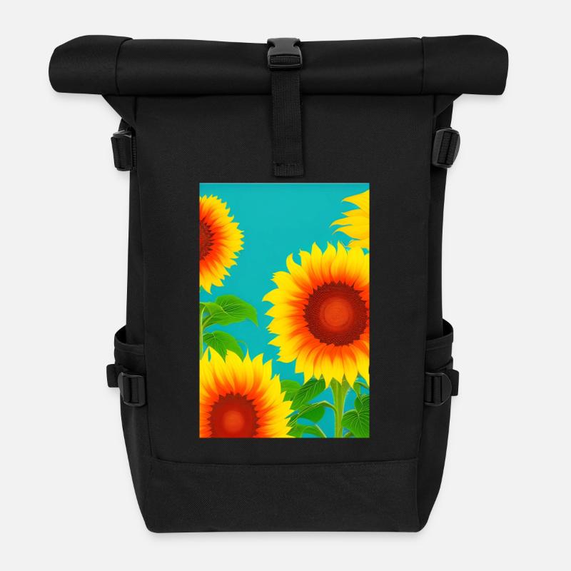 Sonnenblumen - Rolltop Rucksack - Schwarz