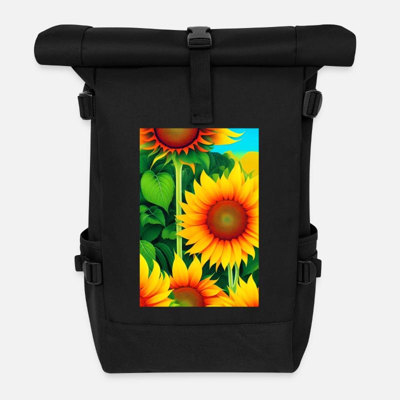 Tournesols - Sac à dos roll top - noir