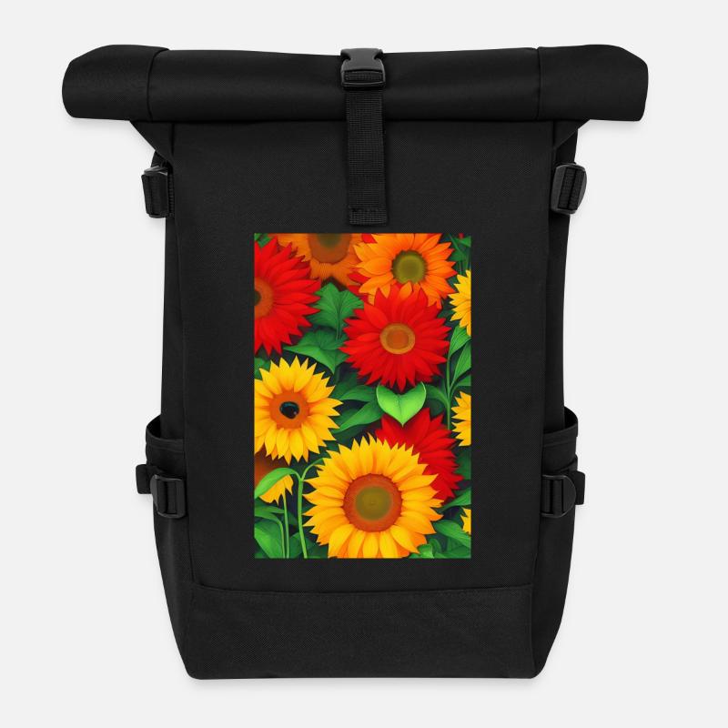 Tournesols - Sac à dos roll top - noir