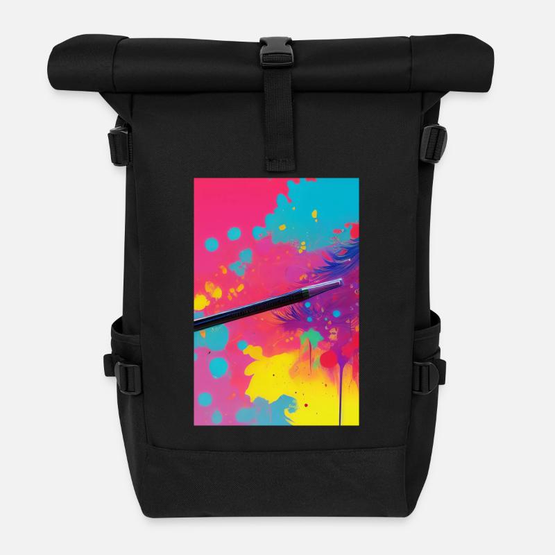 Abstrakte Kunst - Rolltop Rucksack - Schwarz