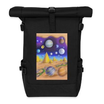 Weltall und Planeten - Rolltop Rucksack - Schwarz - Vorne