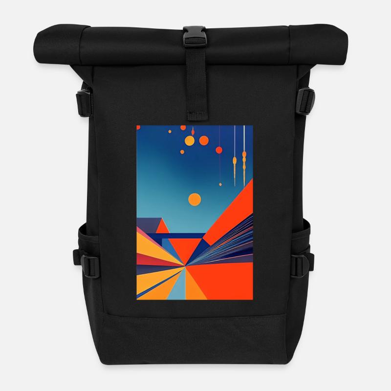 Abstrakte Kunst - Rolltop Rucksack - Schwarz