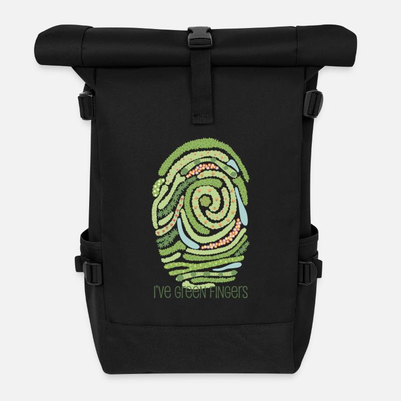 Garden fingerprint - Roll Top Backpack - black
