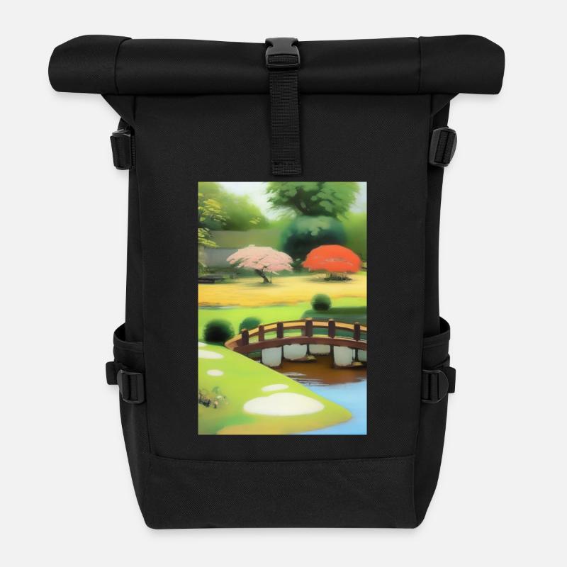 Chinesischer Zen Garten - Rolltop Rucksack - Schwarz