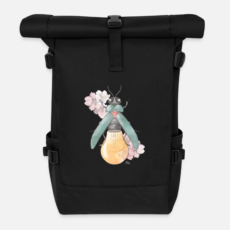 Pear | Flowering | Beetles - Roll Top Backpack - black