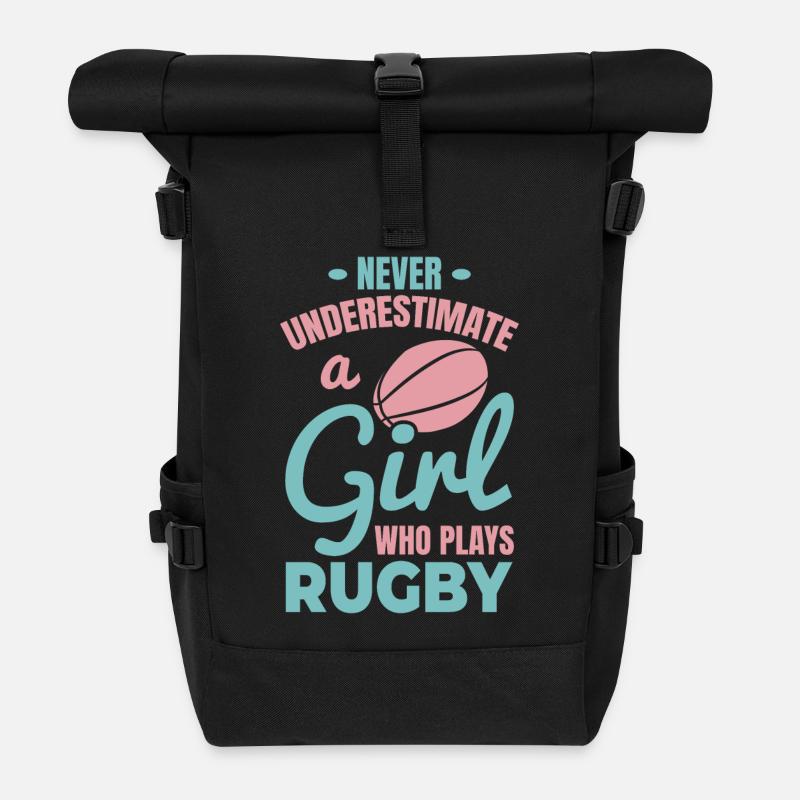 Rugby Spieler Mädchen - Rolltop Rucksack - Schwarz
