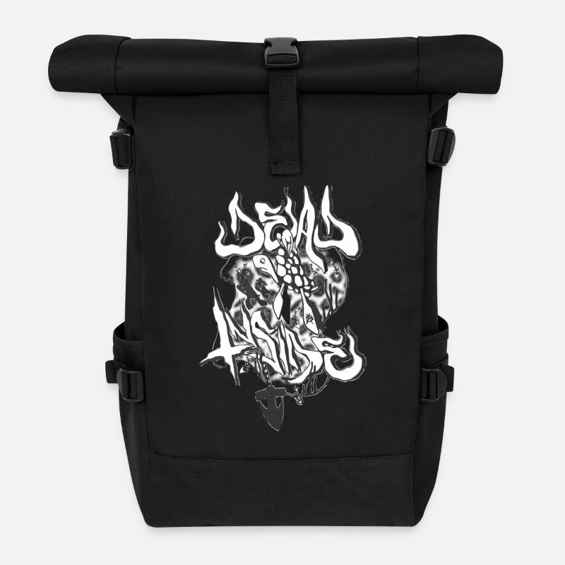 Mystical Tsunami Design - Roll Top Backpack - black