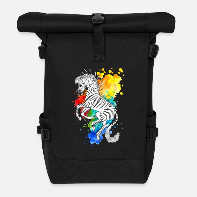Stripes - Rolltop Rucksack - Schwarz