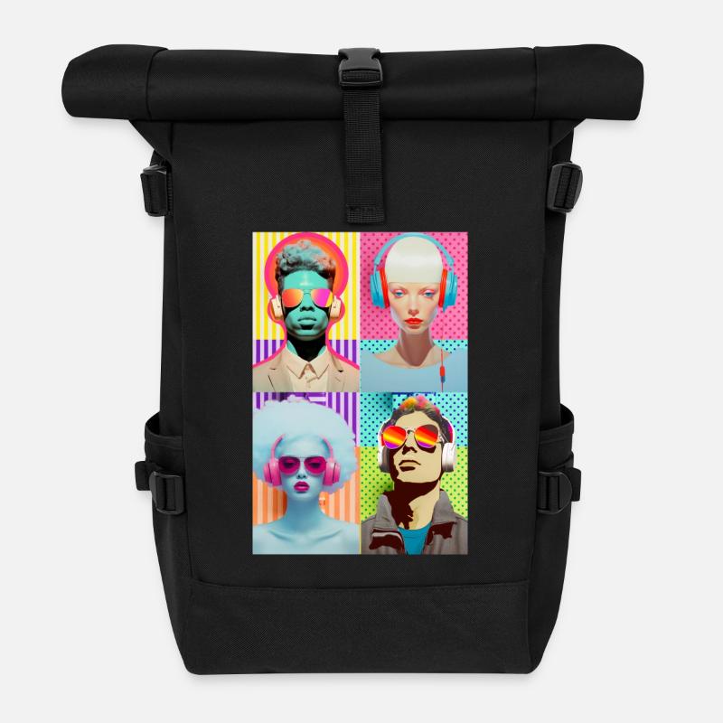 Musique Pop Art - Sac à dos roll top - noir