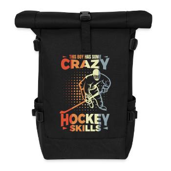 Kleiner Eishockeyspieler - Rolltop Rucksack - Schwarz - Vorne