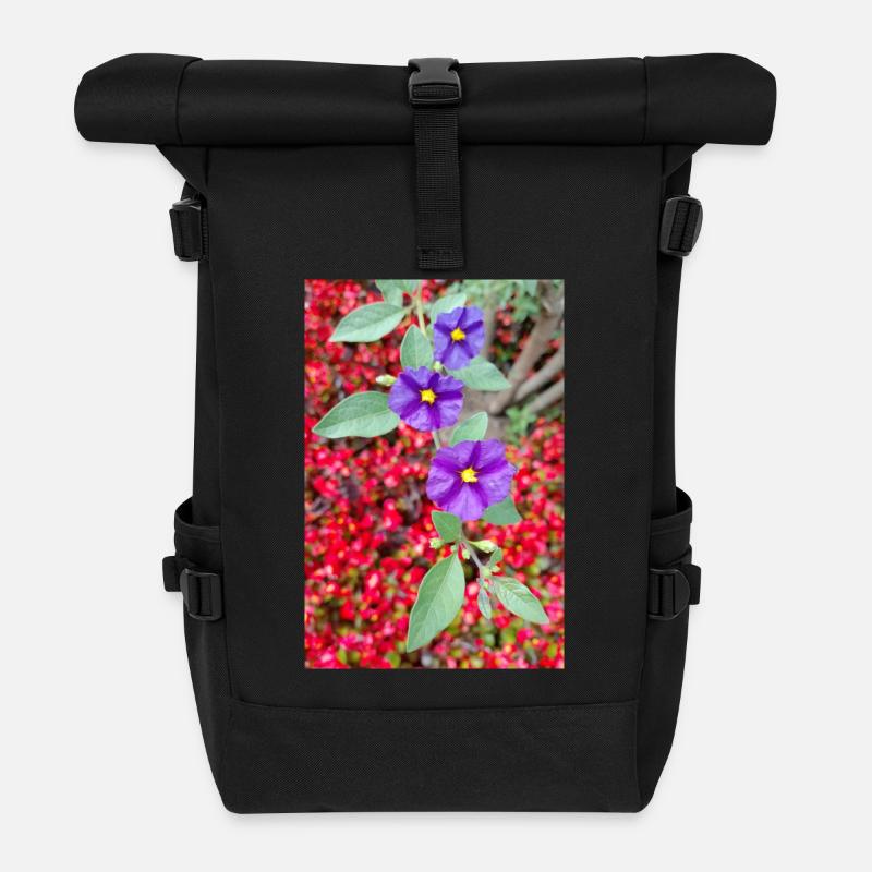 GENTIANS - Roll Top Backpack - black
