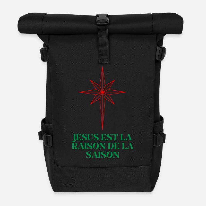Weihnachtsstern mit religiösem Zitat - Rolltop Rucksack - Schwarz