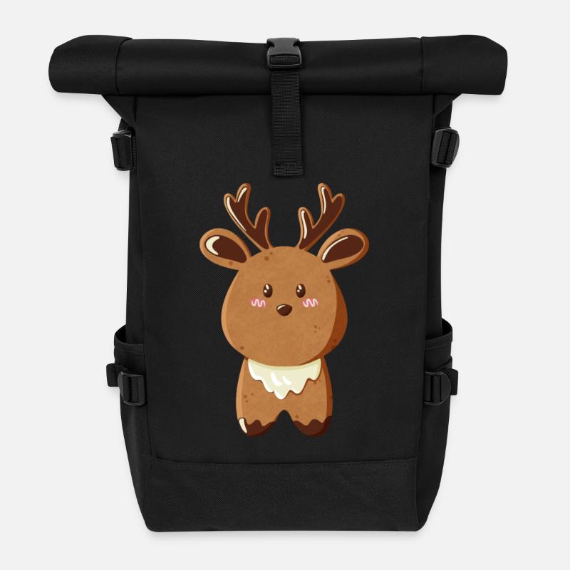 Rentier als Plätzchen - Rolltop Rucksack - Schwarz