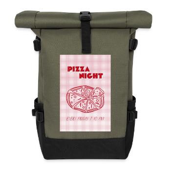 Welcome to Pizza Night - red-pink - Party-Style - Roll Top Backpack - olive/black - Front