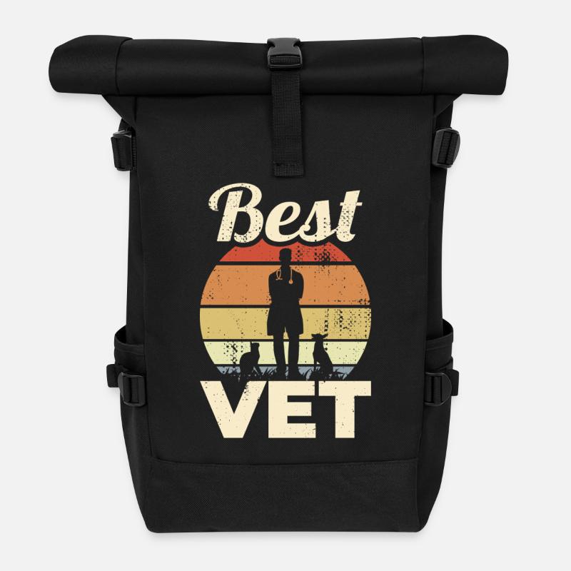 Bester Tierarzt - Rolltop Rucksack - Schwarz