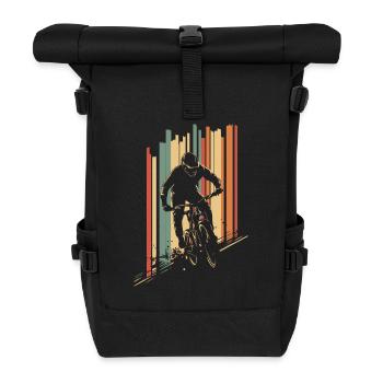 Mountainbiking Mountainbike Vintage - Rolltop Rucksack - Schwarz - Vorne