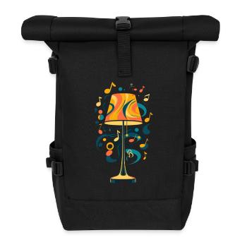 Lampe 70er Jahre Musik Party - Rolltop Rucksack - Schwarz - Vorne