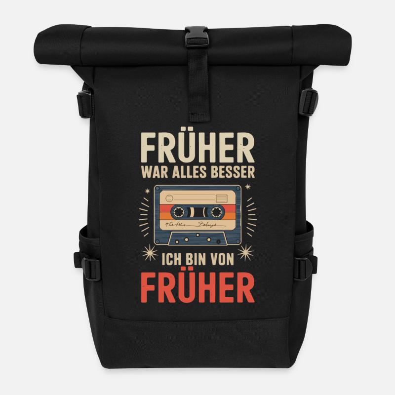 Früher War Alles Besser Retro Design - Rolltop Rucksack - Schwarz