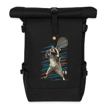 Raton laveur jouant au tennis - Sac à dos roll top - noir - Devant