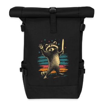 Lustiger Waschbär mit Messer - Rolltop Rucksack - Schwarz - Vorne