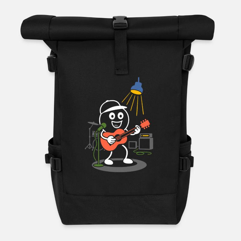 Ribbo Plays Guitar – Funny Music Scene - Roll Top Backpack - black