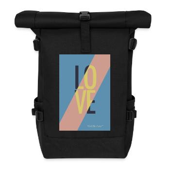 Fashionable love design in pastel colours - Roll Top Backpack - black - Front