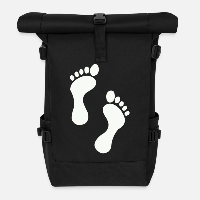 Kleine Füße, große Träume - Rolltop Rucksack - Schwarz