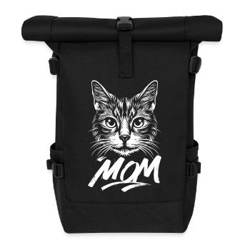 Cat-Mom-Katze-Kitten-Katzen-Cats - Rolltop Rucksack - Schwarz - Vorne