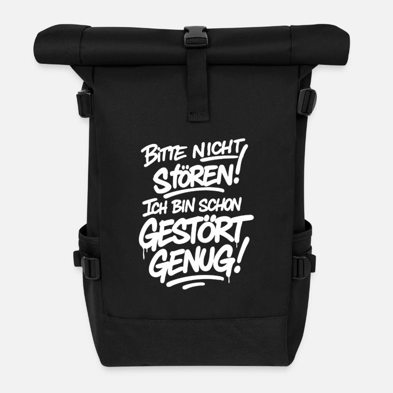 Bitte nicht stören ich bin schon gestört genug  - Rolltop Rucksack - Schwarz