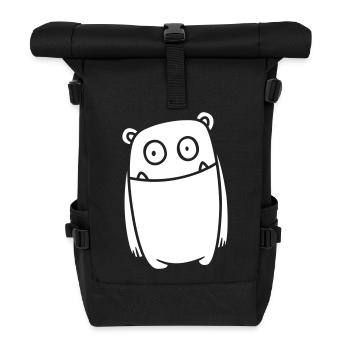 Monster Fröhlich – Lustiges Kawaii Comic Design - Rolltop Rucksack - Schwarz - Vorne
