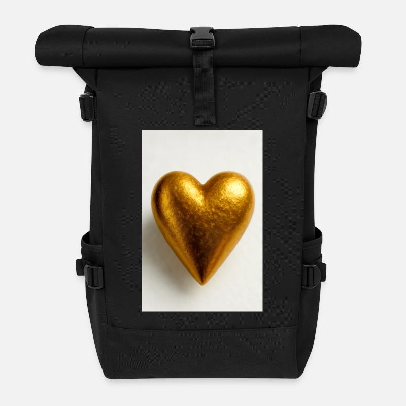 Ein Herz aus Gold - Rolltop Rucksack - Schwarz