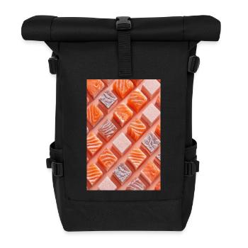 Salmon Tile Candy Grid - Roll Top Backpack - black - Front