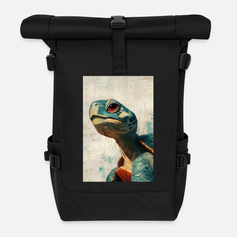 Illustration of a turtle - Sac à dos roll top - noir