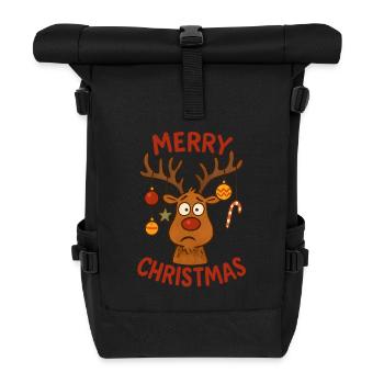 Rentier Ornamente Weihnachten - Rolltop Rucksack - Schwarz - Vorne