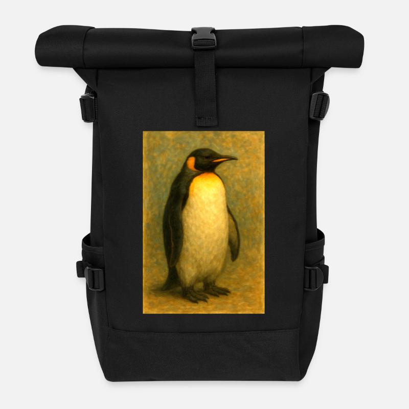 Pastellpinguin im klassischen Porträtstil - Rolltop Rucksack - Schwarz