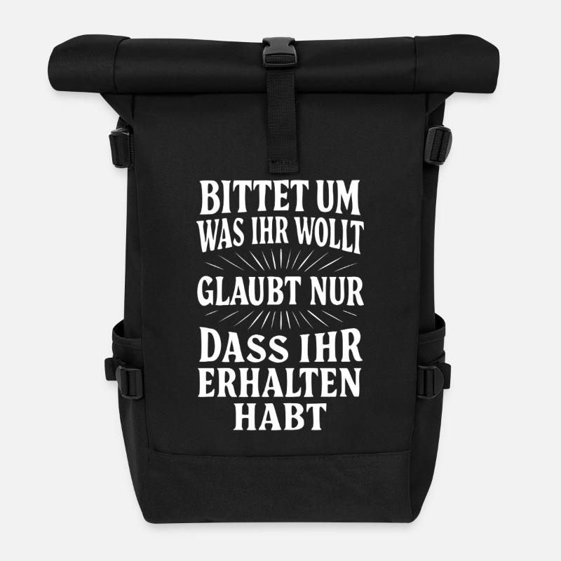 Bittet um was ihr wollt - Rolltop Rucksack - Schwarz