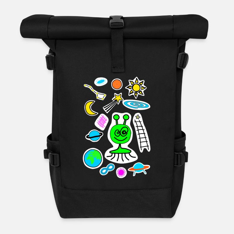 Gribouillis d’espace - Sac à dos roll top - noir