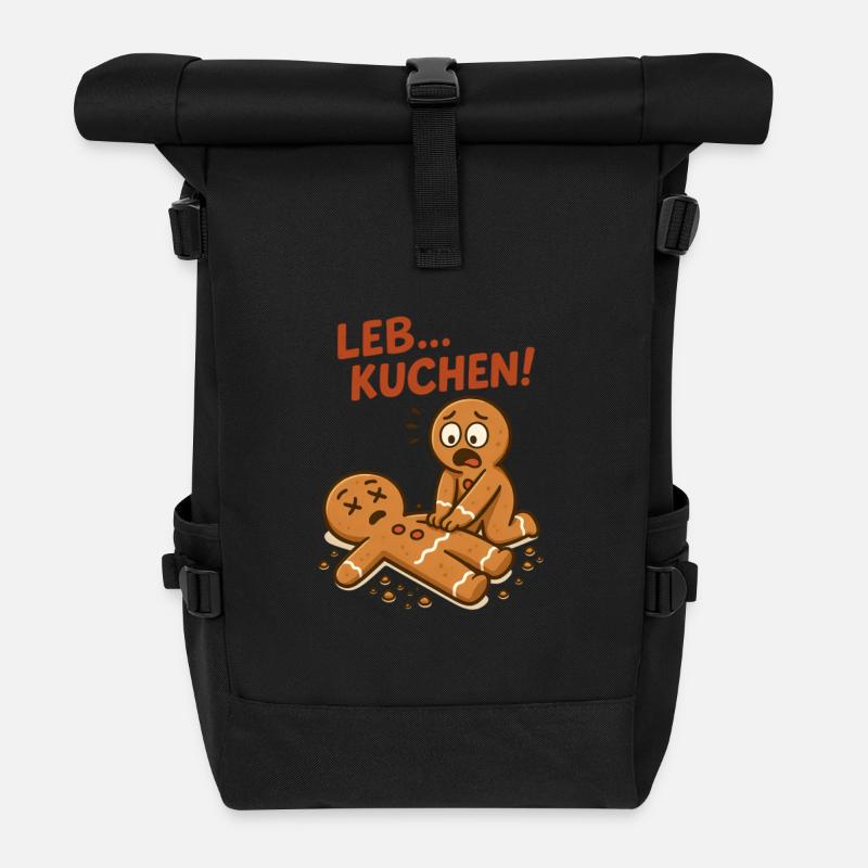 Lebkuchen Gingerbread - Rolltop Rucksack - Schwarz