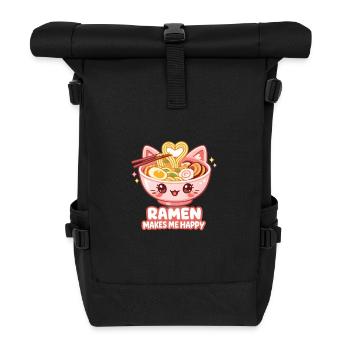 Kawaii Katze Ramen Nudeln Anime Katze - Rolltop Rucksack - Schwarz - Vorne