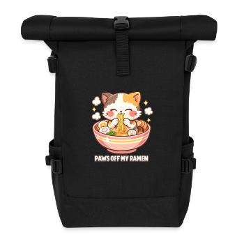 Paws Away Ramen Cat - Roll Top Backpack - black - Front