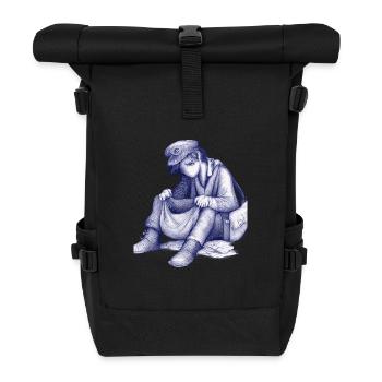 Trauriger Träumer mit Vogelhut - Rolltop Rucksack - Schwarz - Vorne