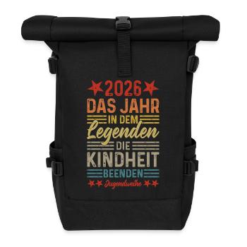 2026 Das Jahr in dem Legenden die Kindheit beenden - Rolltop Rucksack - Schwarz - Vorne
